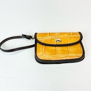 Dooney and Bourke Chic Yellow Croc-Embossed Wristlet
